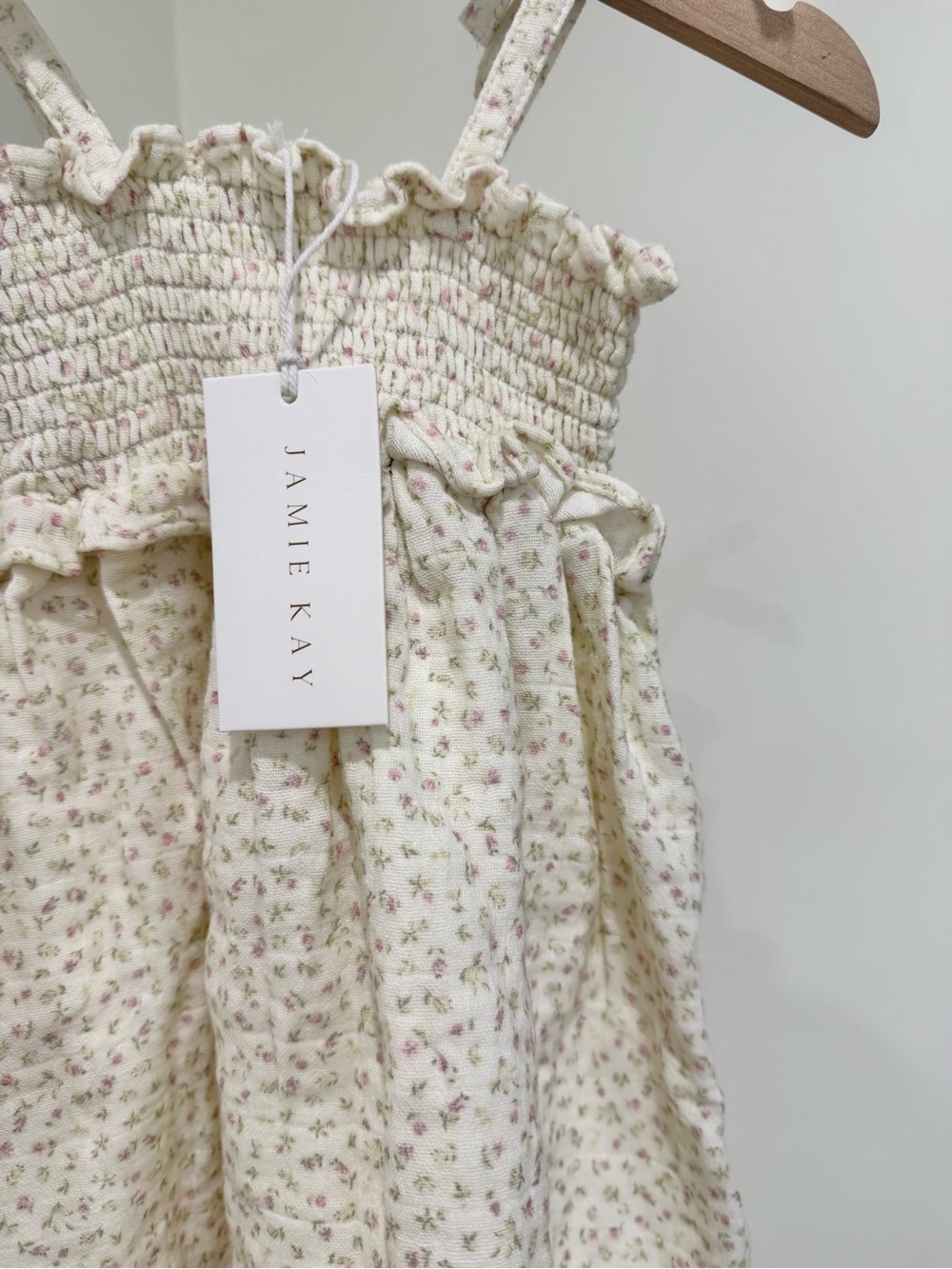 Jamie Kay Cream Floral Smocked Dress with Pink Blossoms 2Y NWT